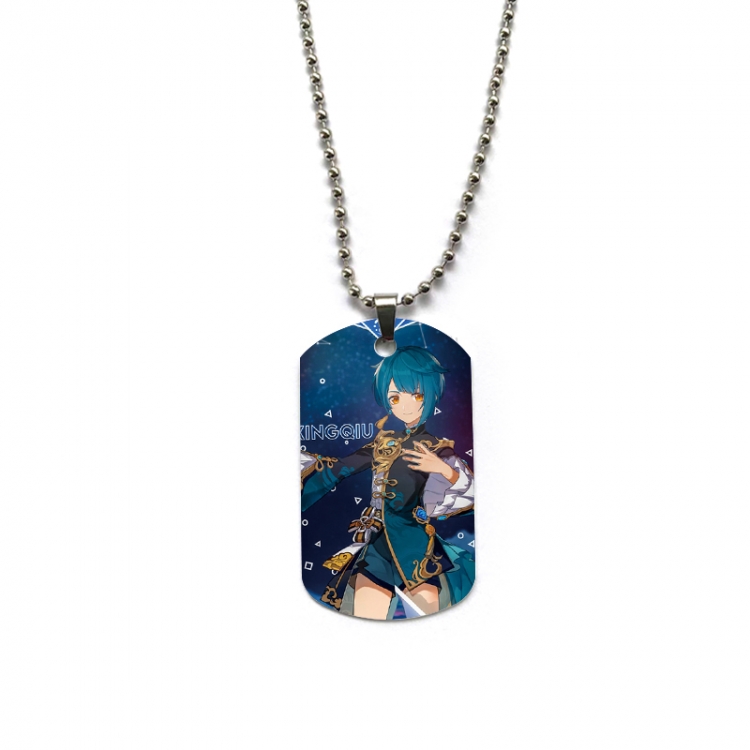 Genshin Impact Anime double-sided full color printed military brand necklace price for 5 pcs