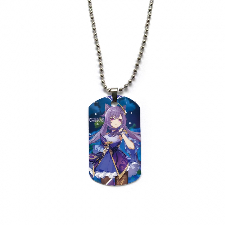 Genshin Impact Anime double-sided full color printed military brand necklace price for 5 pcs