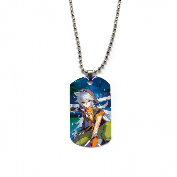 Genshin Impact Anime double-sided full color printed military brand necklace price for 5 pcs