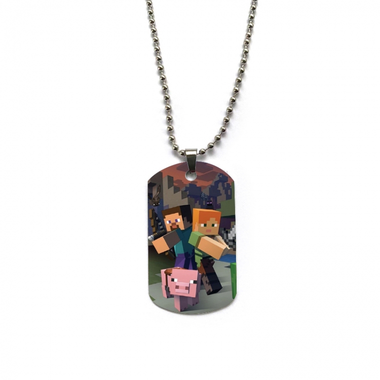 Minecraft Anime double-sided full color printed military brand necklace price for 5 pcs