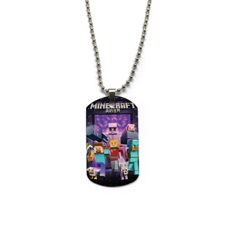 Minecraft Anime double-sided full color printed military brand necklace price for 5 pcs