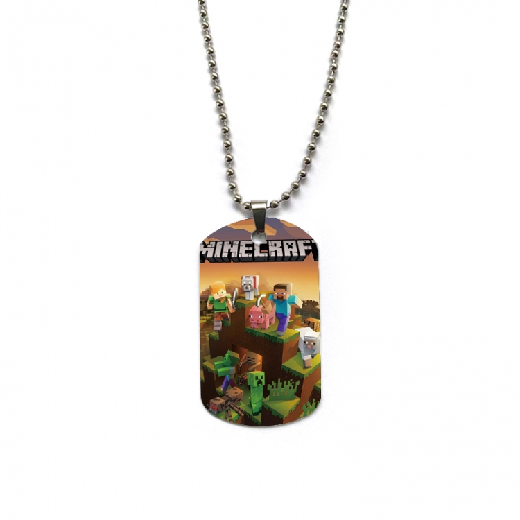 Minecraft Anime double-sided full color printed military brand necklace price for 5 pcs