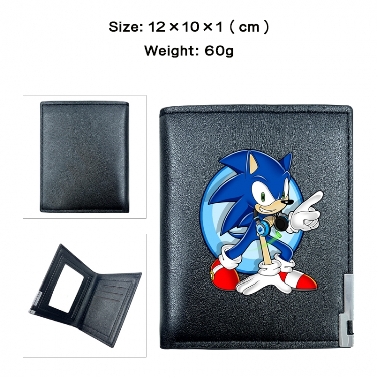 Sonic the Hedgehog Anime printed double fold PU short wallet with zero wallet 10x12x1cm