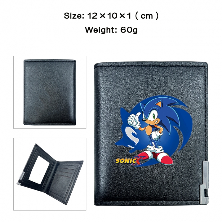 Sonic the Hedgehog Anime printed double fold PU short wallet with zero wallet 10x12x1cm