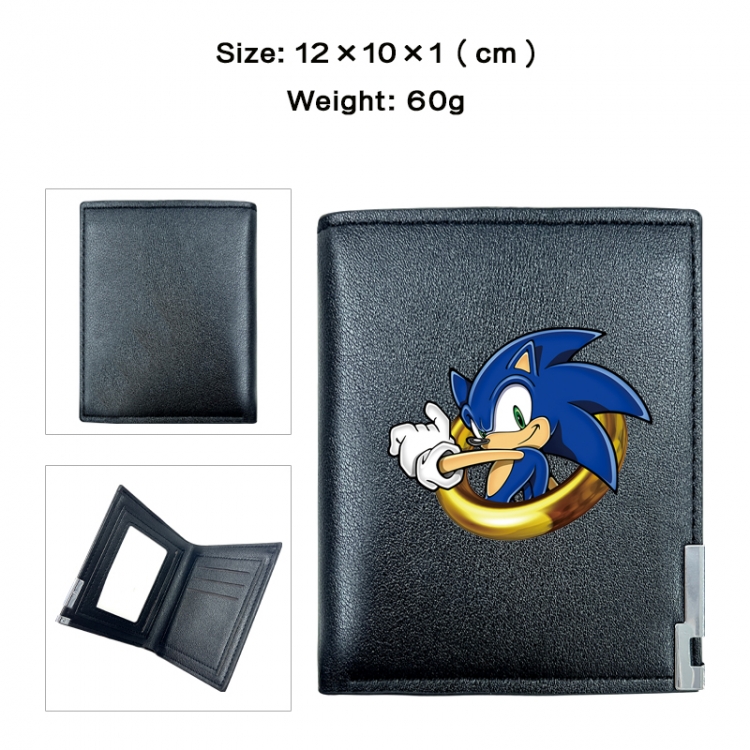 Sonic the Hedgehog Anime printed double fold PU short wallet with zero wallet 10x12x1cm