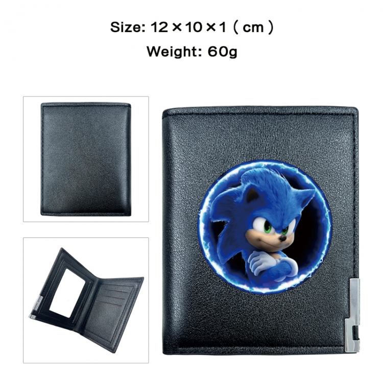 Sonic the Hedgehog Anime printed double fold PU short wallet with zero wallet 10x12x1cm