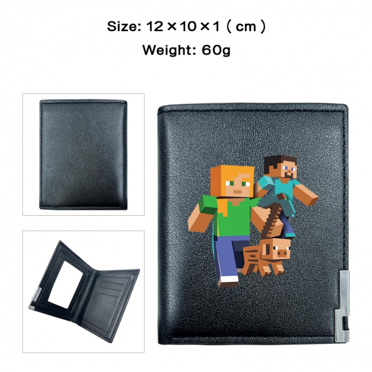 Minecraft Anime printed double fold PU short wallet with zero wallet 10x12x1cm