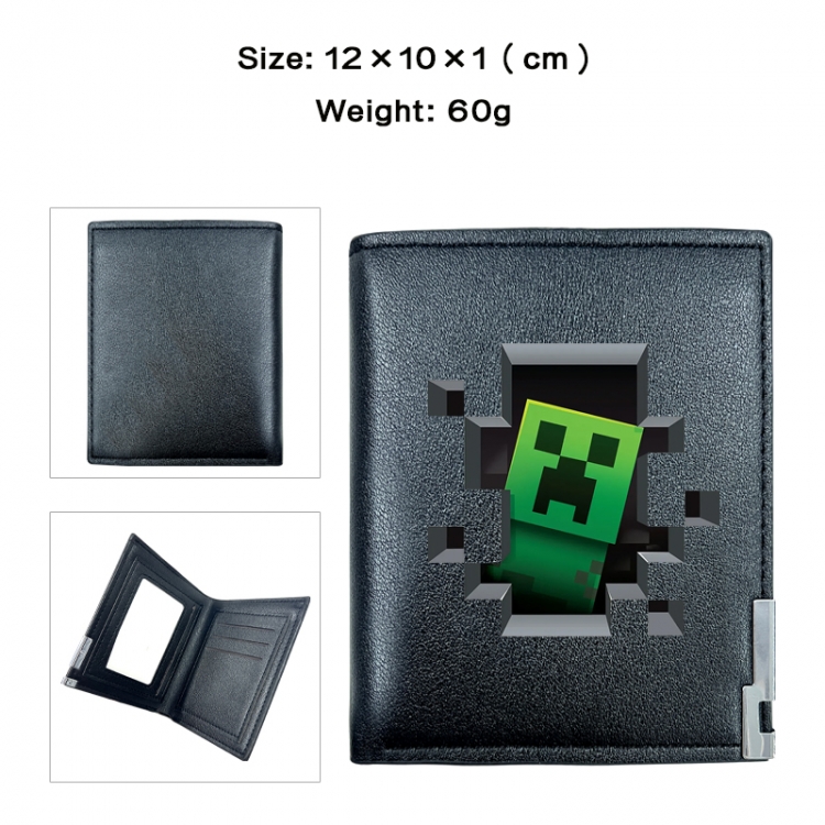 Minecraft Anime printed double fold PU short wallet with zero wallet 10x12x1cm