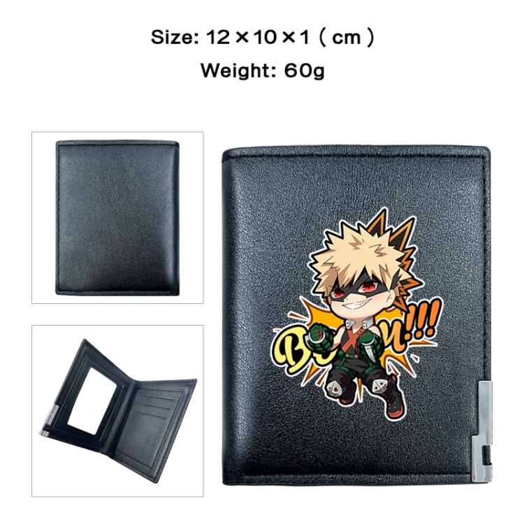 My Hero Academia Anime printed double fold PU short wallet with zero wallet 10x12x1cm