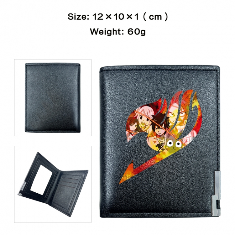 Fairy tail Anime printed double fold PU short wallet with zero wallet 10x12x1cm