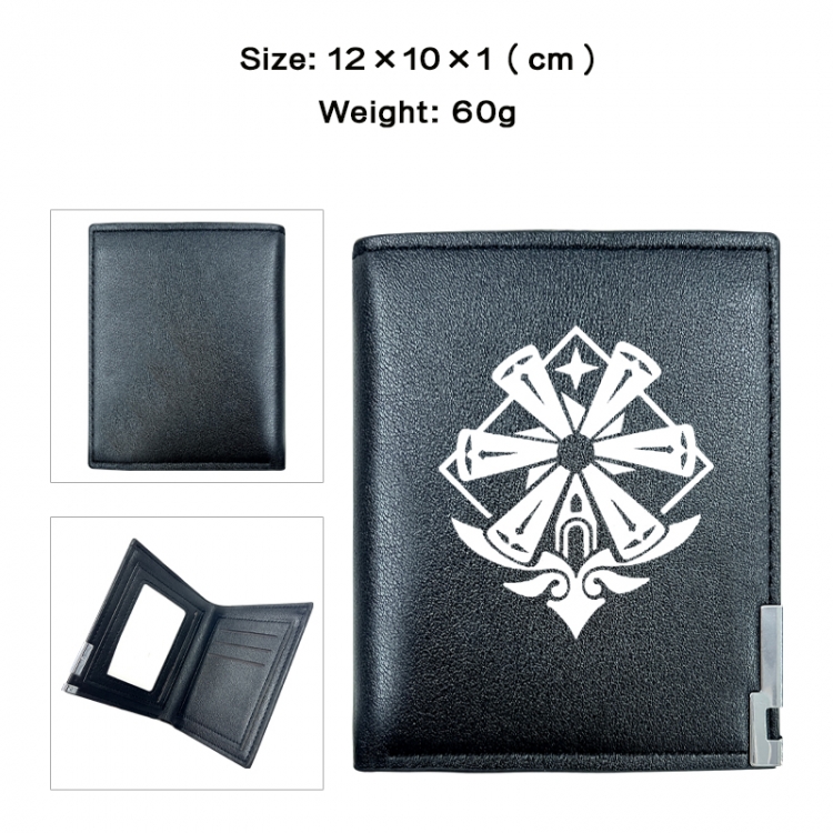 Genshin Impact Anime printed double fold PU short wallet with zero wallet 10x12x1cm