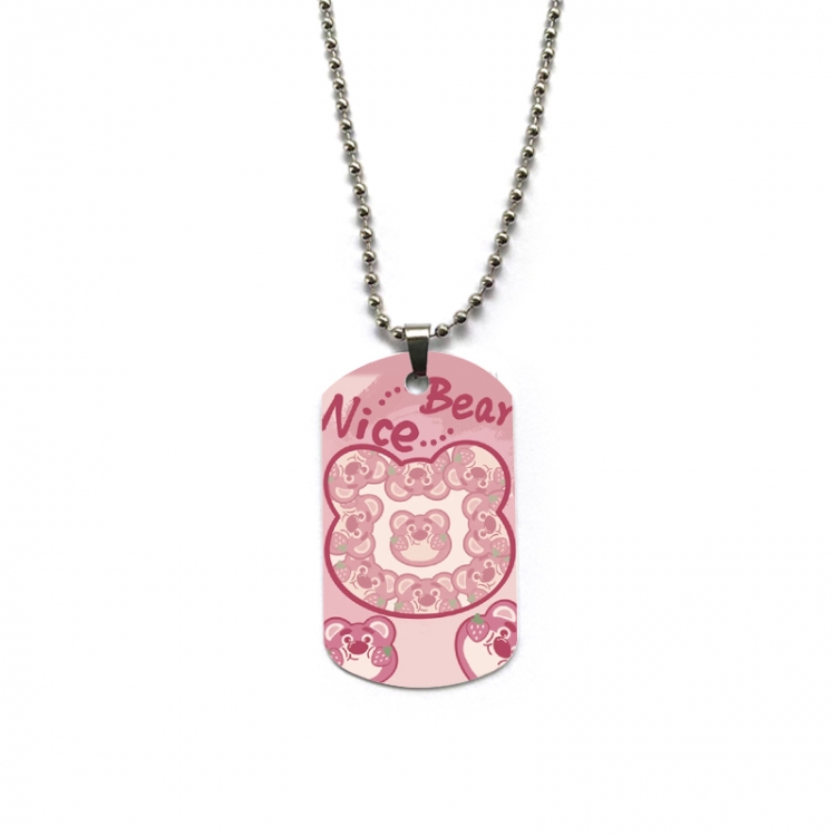 Strawberry Bear Anime double-sided full color printed military brand necklace price for 5 pcs