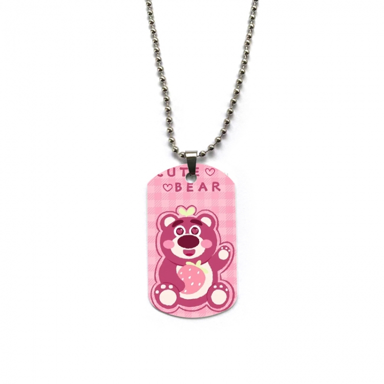 Strawberry Bear Anime double-sided full color printed military brand necklace price for 5 pcs