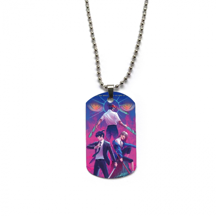 Chainsaw man Anime double-sided full color printed military brand necklace price for 5 pcs