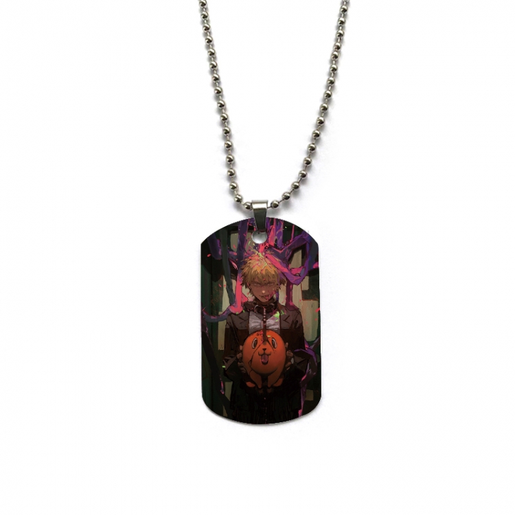 Chainsaw man Anime double-sided full color printed military brand necklace price for 5 pcs