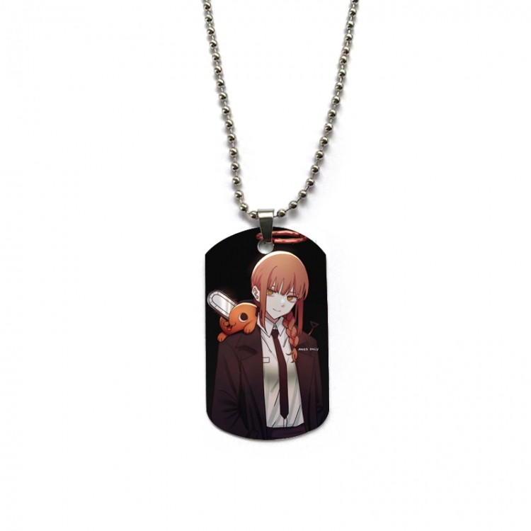 Chainsaw man Anime double-sided full color printed military brand necklace price for 5 pcs