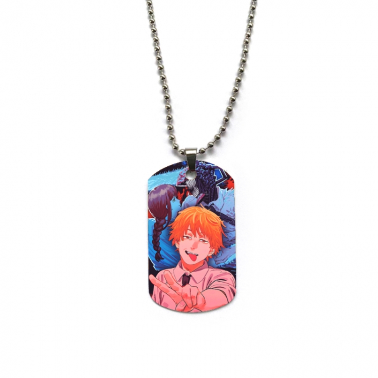 Chainsaw man Anime double-sided full color printed military brand necklace price for 5 pcs