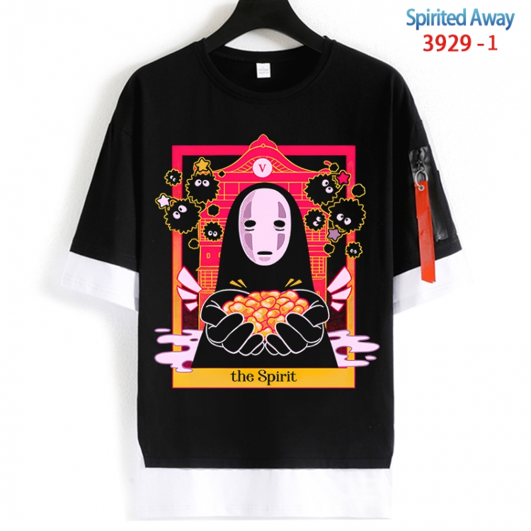 Spirited Away Cotton Crew Neck Fake Two-Piece Short Sleeve T-Shirt from S to 4XL  HM-3929-1