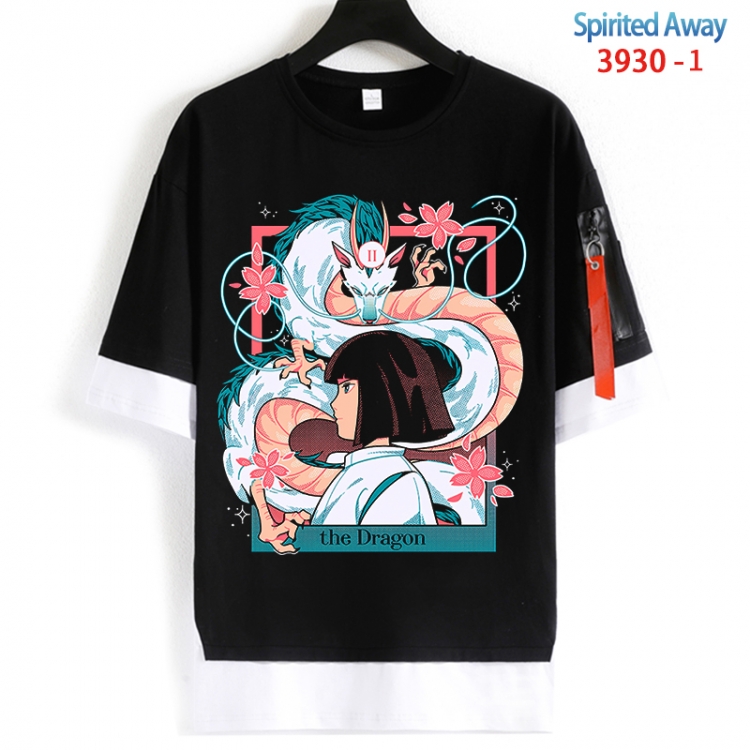 Spirited Away Cotton Crew Neck Fake Two-Piece Short Sleeve T-Shirt from S to 4XL HM-3930-1