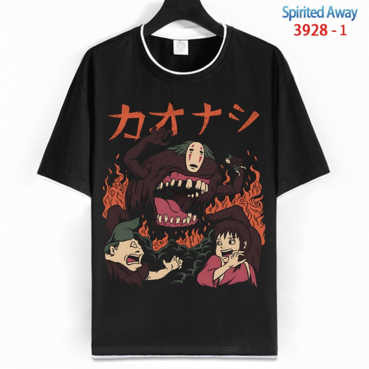 Spirited Away Cotton crew neck black and white trim short-sleeved T-shirt from S to 4XL HM-3928-1