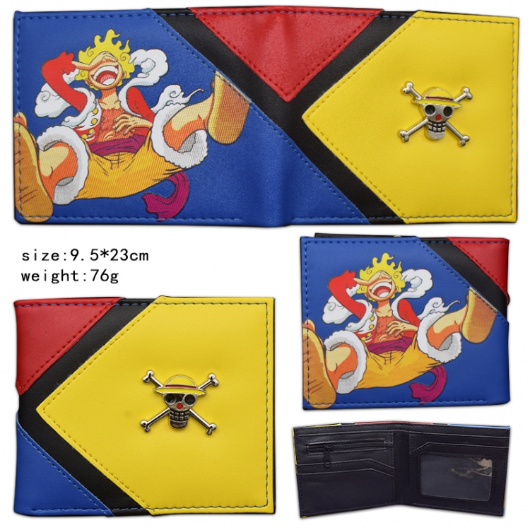 One Piece  Hardware PU wallet short two-fold wallet  9.5X23CM 76G