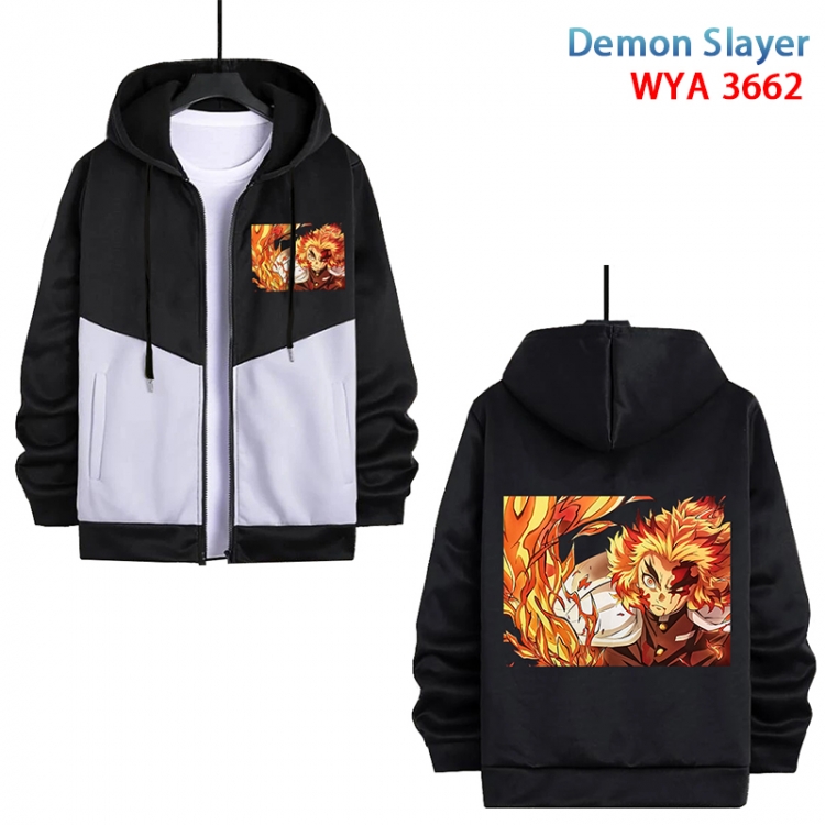 Demon Slayer Kimets Anime black and white contrasting pure cotton zipper patch pocket sweater from S to 3XL  WYA-3662-3