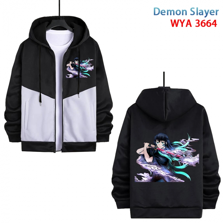 Demon Slayer Kimets Anime black and white contrasting pure cotton zipper patch pocket sweater from S to 3XL WYA-3664-3