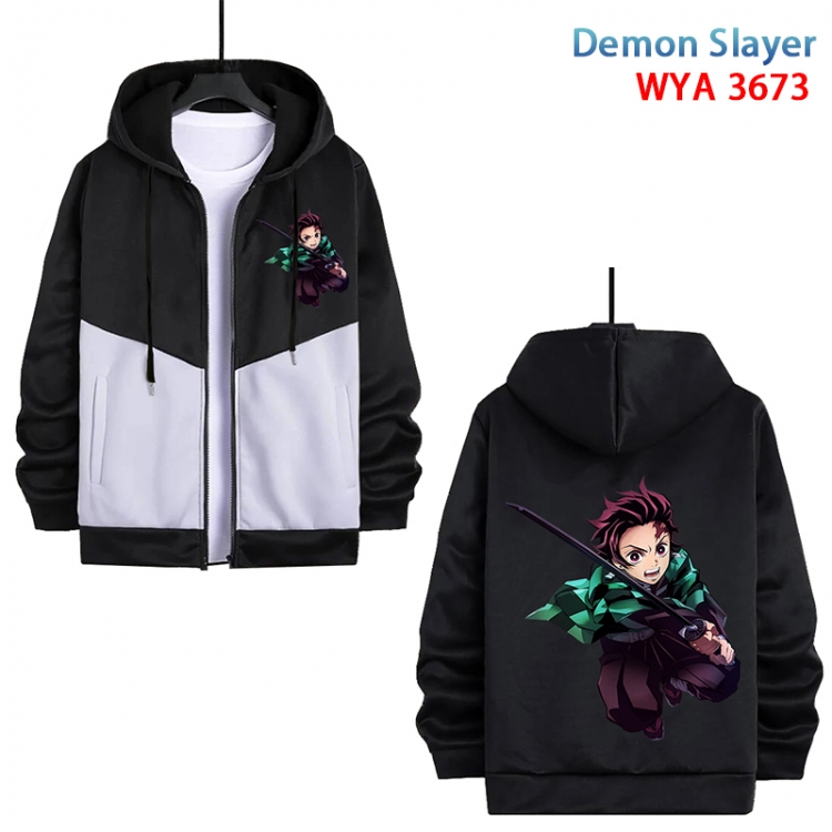 Demon Slayer Kimets Anime black and white contrasting pure cotton zipper patch pocket sweater from S to 3XL WYA-3673-3