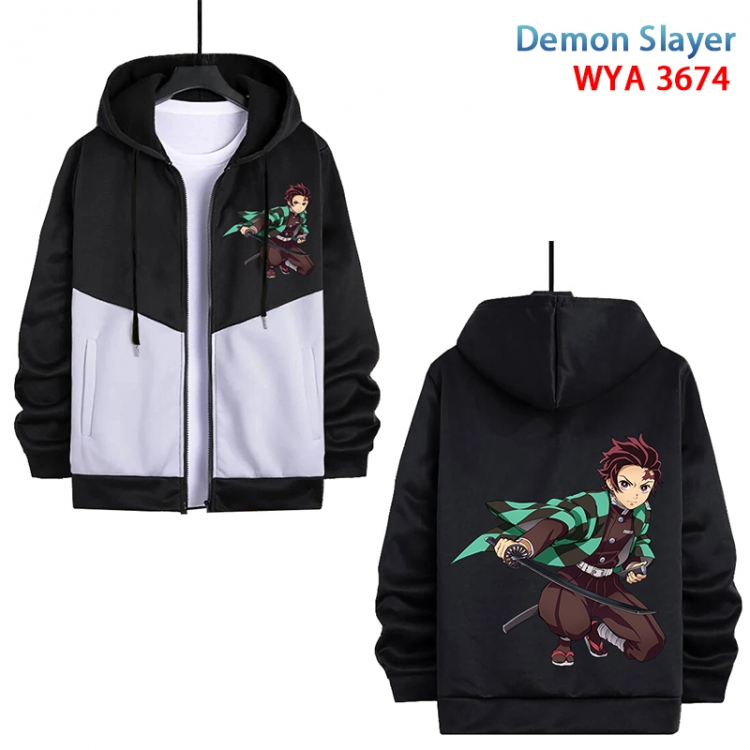 Demon Slayer Kimets Anime black and white contrasting pure cotton zipper patch pocket sweater from S to 3XL WYA-3674-3