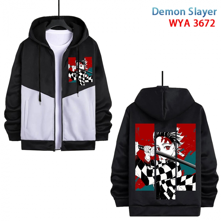 Demon Slayer Kimets Anime black and white contrasting pure cotton zipper patch pocket sweater from S to 3XL WYA-3672-3
