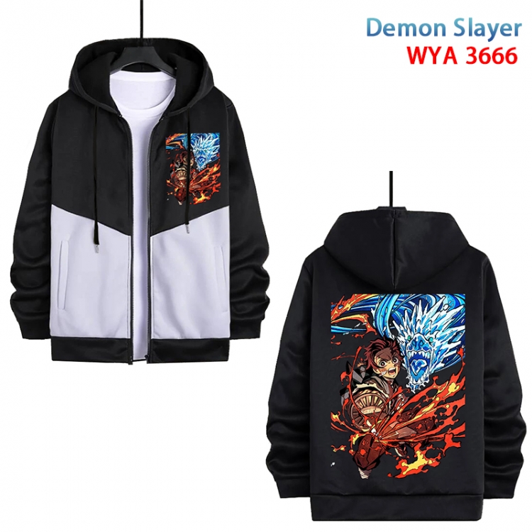 Demon Slayer Kimets Anime black and white contrasting pure cotton zipper patch pocket sweater from S to 3XL WYA-3666-3