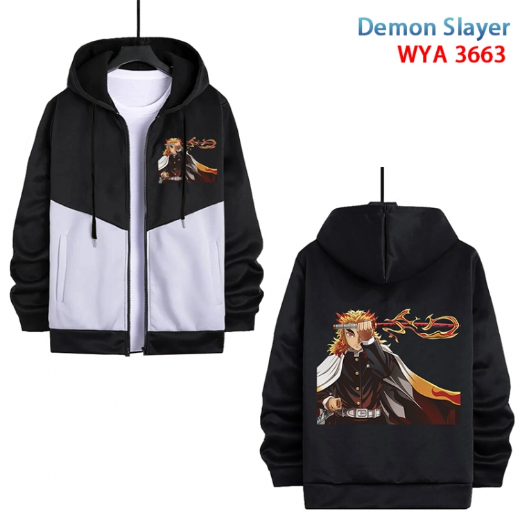 Demon Slayer Kimets Anime black and white contrasting pure cotton zipper patch pocket sweater from S to 3XL WYA-3663-3