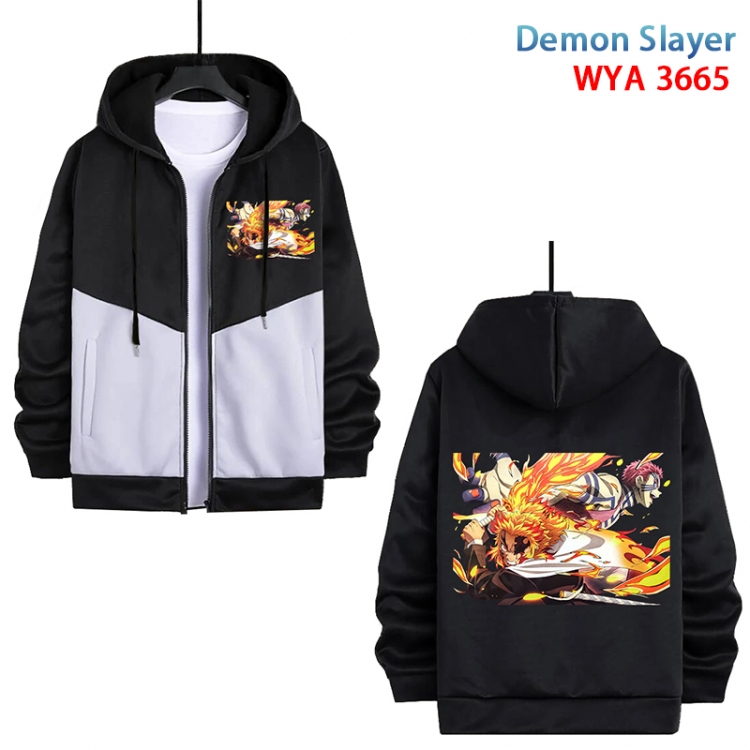 Demon Slayer Kimets Anime black and white contrasting pure cotton zipper patch pocket sweater from S to 3XL WYA-3665-3
