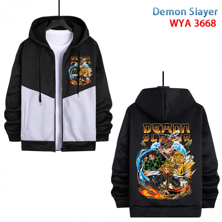 Demon Slayer Kimets Anime black and white contrasting pure cotton zipper patch pocket sweater from S to 3XL  WYA-3668-3