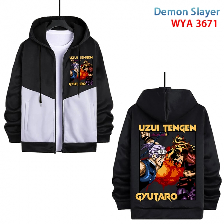Demon Slayer Kimets Anime black and white contrasting pure cotton zipper patch pocket sweater from S to 3XL WYA-3671-3