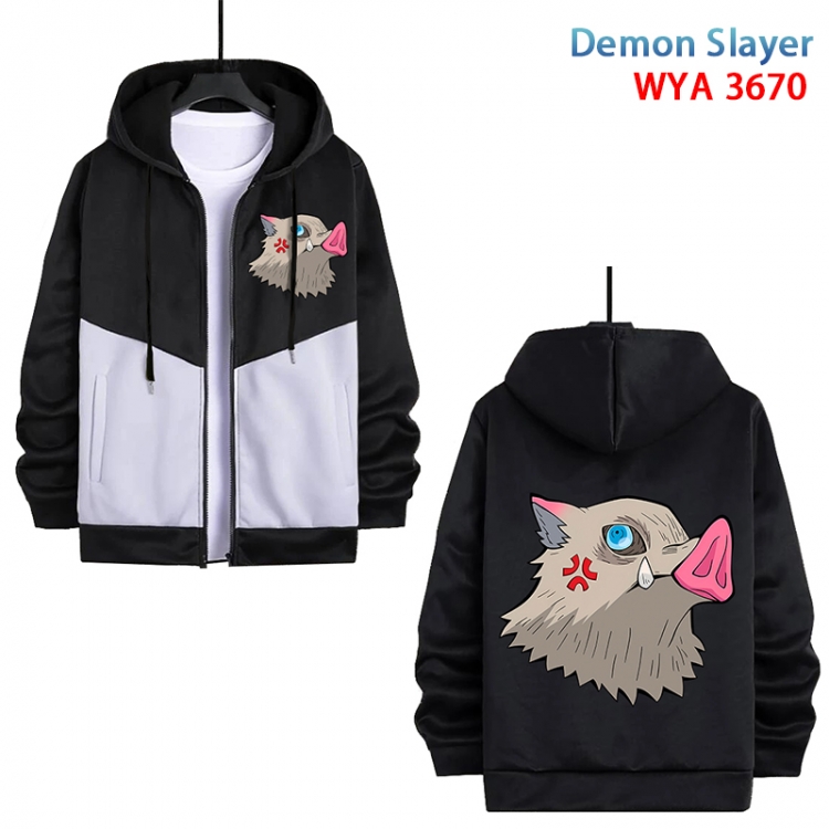 Demon Slayer Kimets Anime black and white contrasting pure cotton zipper patch pocket sweater from S to 3XL  WYA-3670-3