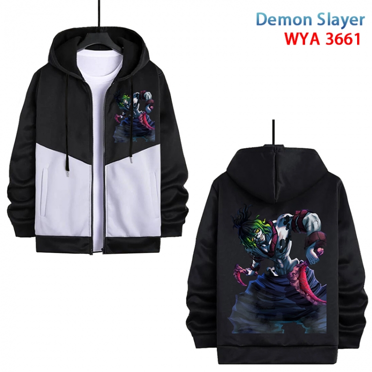 Demon Slayer Kimets Anime black and white contrasting pure cotton zipper patch pocket sweater from S to 3XL WYA-3661-3