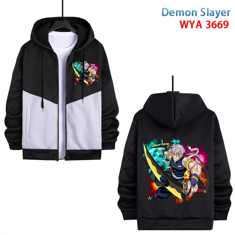 Demon Slayer Kimets Anime black and white contrasting pure cotton zipper patch pocket sweater from S to 3XL WYA-3669-3