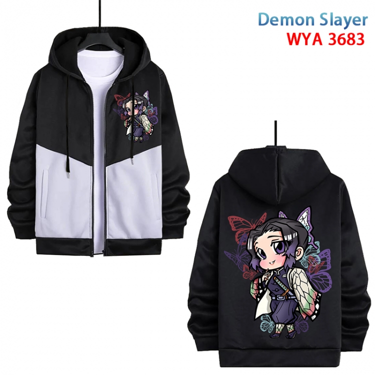 Demon Slayer Kimets Anime black and white contrasting pure cotton zipper patch pocket sweater from S to 3XL WYA-3683-3