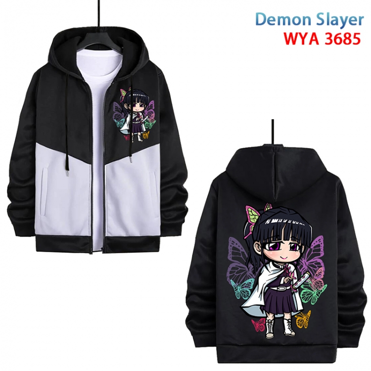 Demon Slayer Kimets Anime black and white contrasting pure cotton zipper patch pocket sweater from S to 3XL  WYA-3685-3