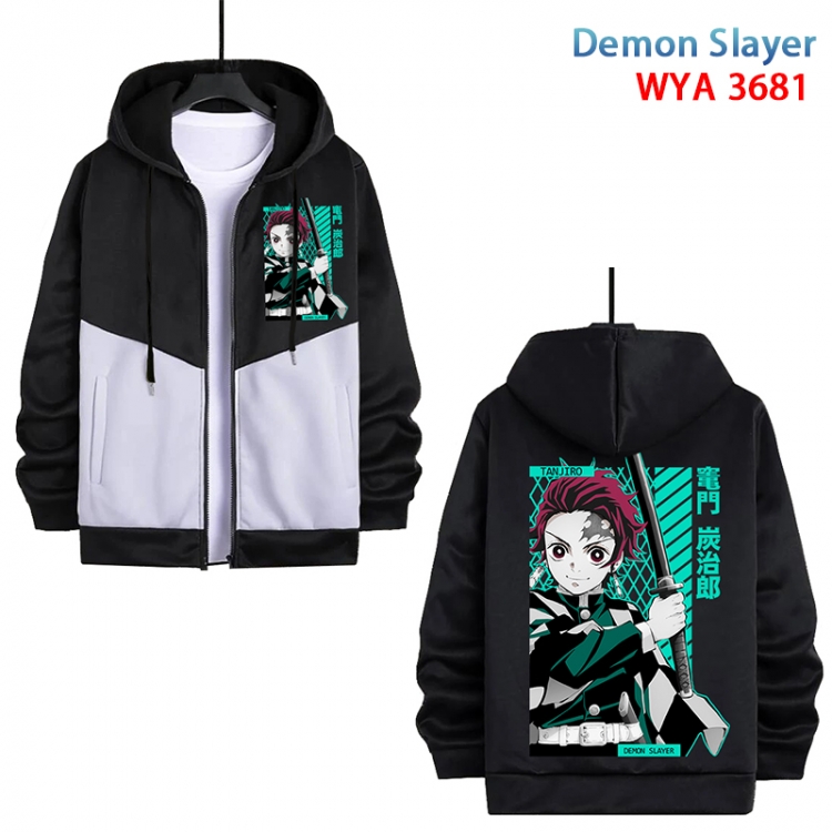 Demon Slayer Kimets Anime black and white contrasting pure cotton zipper patch pocket sweater from S to 3XL WYA-3681-3
