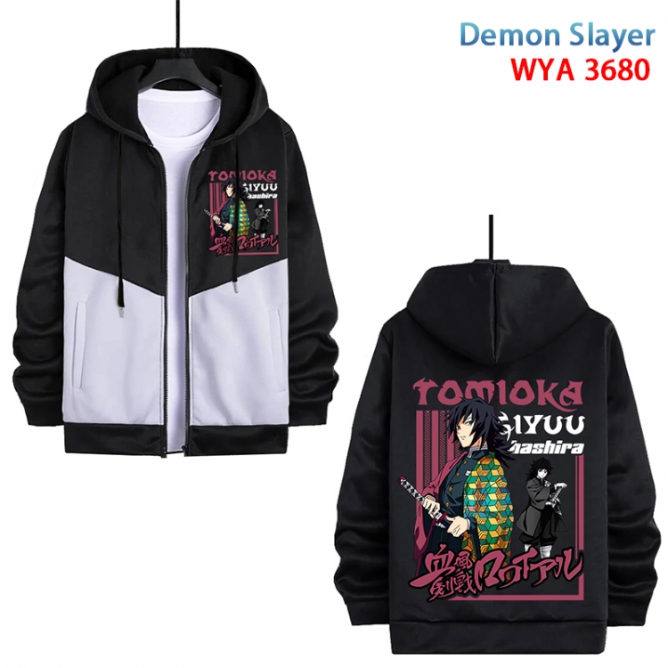 Demon Slayer Kimets Anime black and white contrasting pure cotton zipper patch pocket sweater from S to 3XL  WYA-3680-3