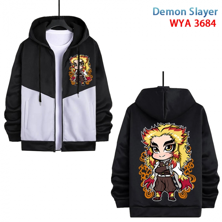 Demon Slayer Kimets Anime black and white contrasting pure cotton zipper patch pocket sweater from S to 3XL WYA-3684-3