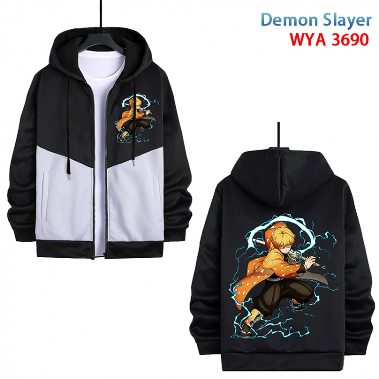 Demon Slayer Kimets Anime black and white contrasting pure cotton zipper patch pocket sweater from S to 3XL WYA-3690-3