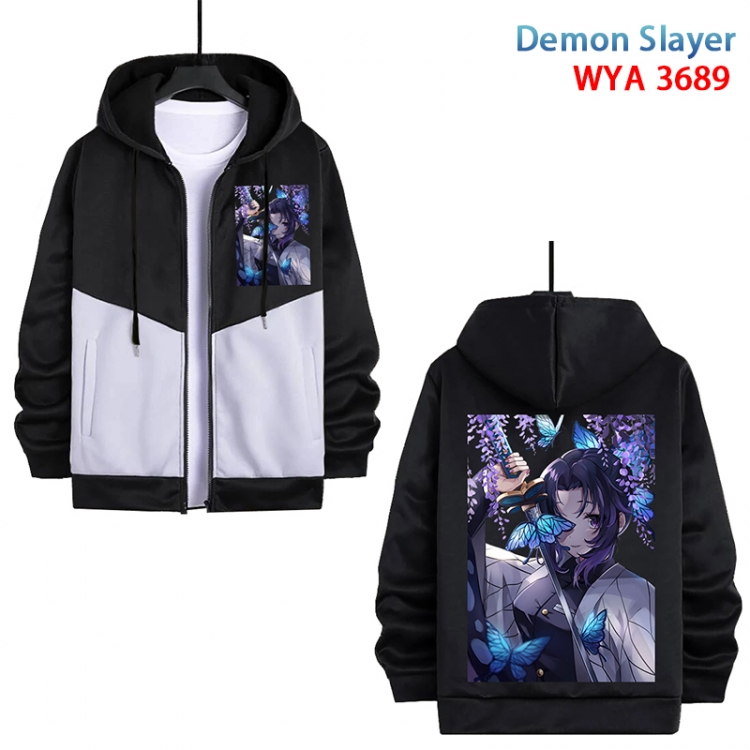 Demon Slayer Kimets Anime black and white contrasting pure cotton zipper patch pocket sweater from S to 3XL WYA-3689-3