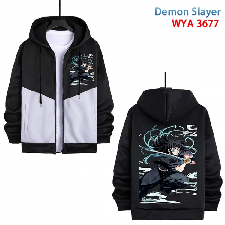 Demon Slayer Kimets Anime black and white contrasting pure cotton zipper patch pocket sweater from S to 3XL WYA-3677-3