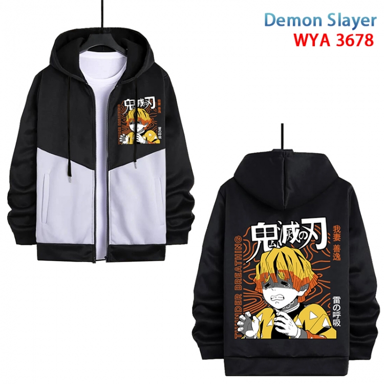 Demon Slayer Kimets Anime black and white contrasting pure cotton zipper patch pocket sweater from S to 3XL WYA-3678-3