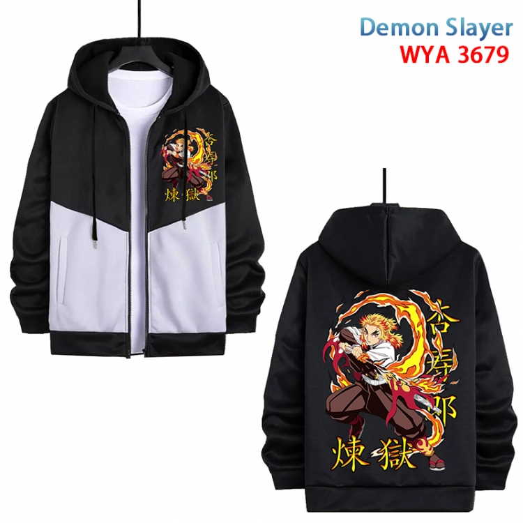 Demon Slayer Kimets Anime black and white contrasting pure cotton zipper patch pocket sweater from S to 3XL WYA-3679-3