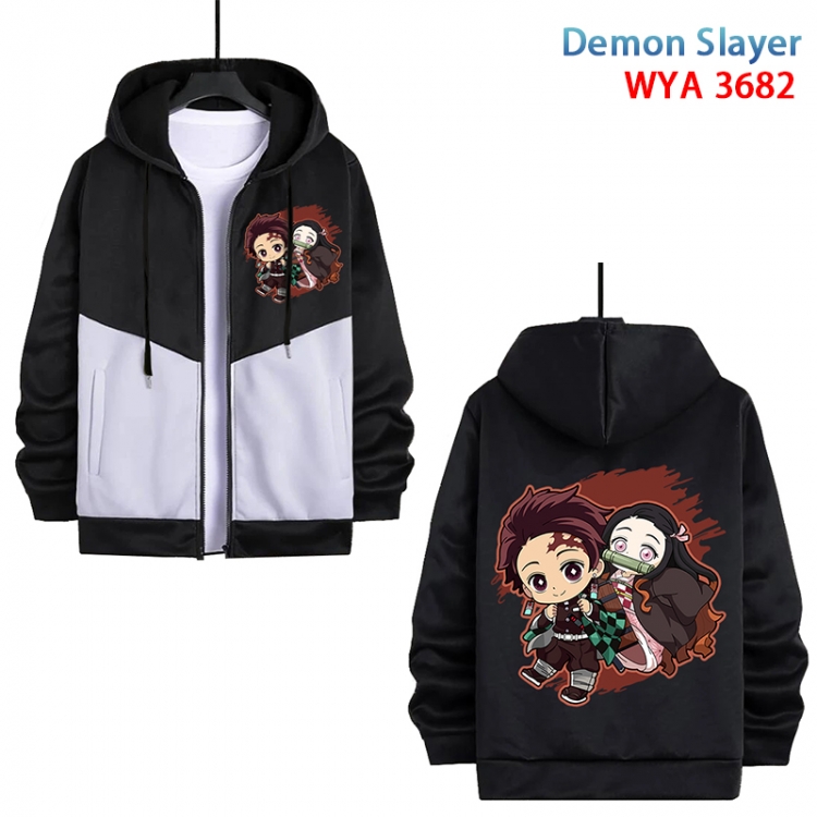 Demon Slayer Kimets Anime black and white contrasting pure cotton zipper patch pocket sweater from S to 3XL  WYA-3682-3