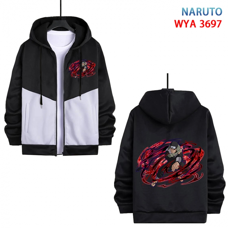 Naruto Anime black and white contrasting pure cotton zipper patch pocket sweater from S to 3XL WYA-3697-3